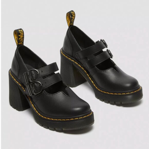 COPY - Dr. Martens EVIEE SENDAL LEATHER HEELED SHOES - Picture 4 of 12